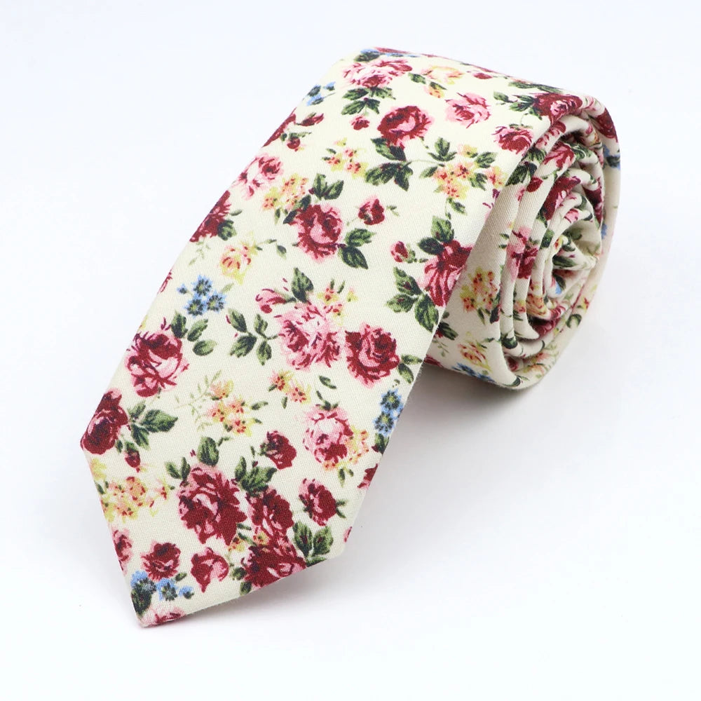 Floral Cotton Tie - Elegant Paisley Necktie for Men  Women - ZOOMNSTORE