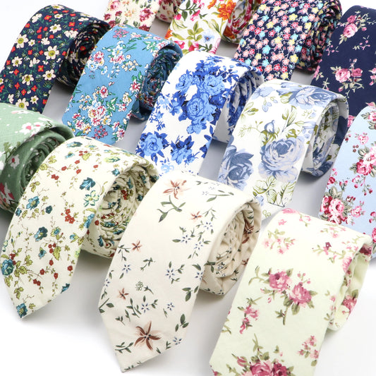 Floral Cotton Tie - Elegant Paisley Necktie for Men  Women - ZOOMNSTORE
