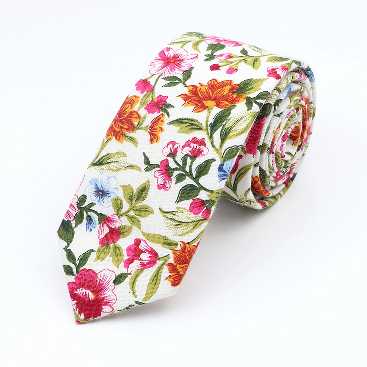 Floral Cotton Tie - Elegant Paisley Necktie for Men  Women - ZOOMNSTORE
