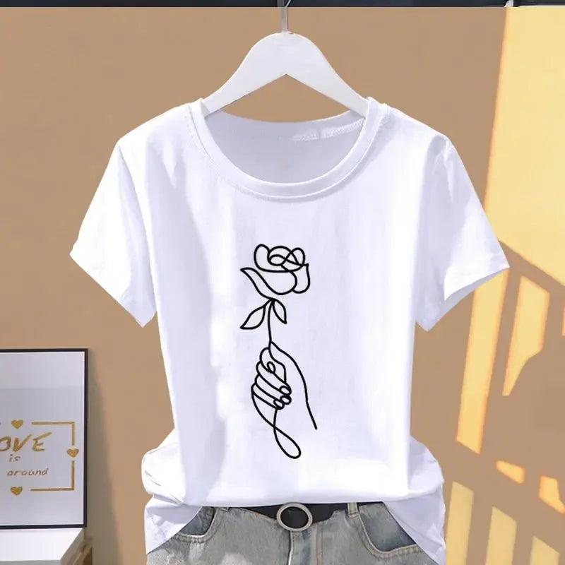 Floral Graphic Oversized Short Sleeve T-Shirt - Womens Casual Sportswear - ZOOMNSTORE