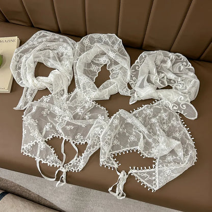 Elegant Lace Floral Hair Scarf - Triangle Headscarf  Sunscreen Travel Headband - ZOOMNSTORE