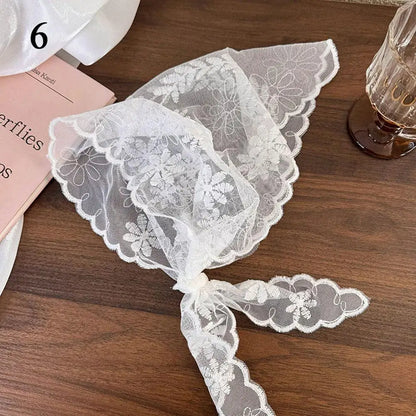 Elegant Lace Floral Hair Scarf - Triangle Headscarf  Sunscreen Travel Headband - ZOOMNSTORE