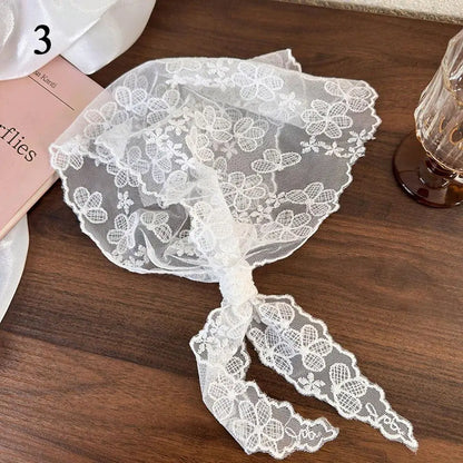 Elegant Lace Floral Hair Scarf - Triangle Headscarf  Sunscreen Travel Headband - ZOOMNSTORE