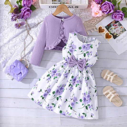 Floral Princess Dress Coat Set - Toddler Girl Outfit 2-8 Years - ZOOMNSTORE