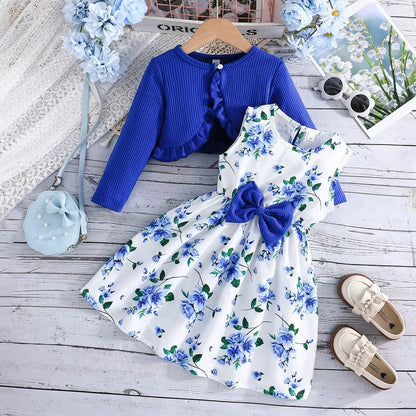 Floral Princess Dress Coat Set - Toddler Girl Outfit 2-8 Years - ZOOMNSTORE