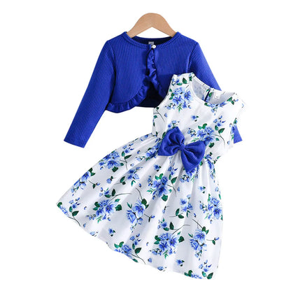 Floral Princess Dress Coat Set - Toddler Girl Outfit 2-8 Years - ZOOMNSTORE