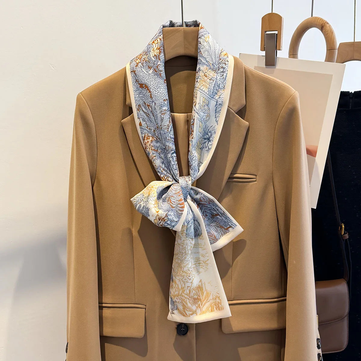 Floral Silk Scarf - Long Ribbon Neck Tie  Headband for Women - ZOOMNSTORE