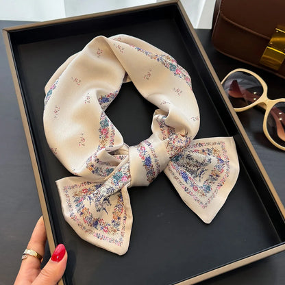 Floral Silk Scarf - Long Ribbon Neck Tie  Headband for Women - ZOOMNSTORE