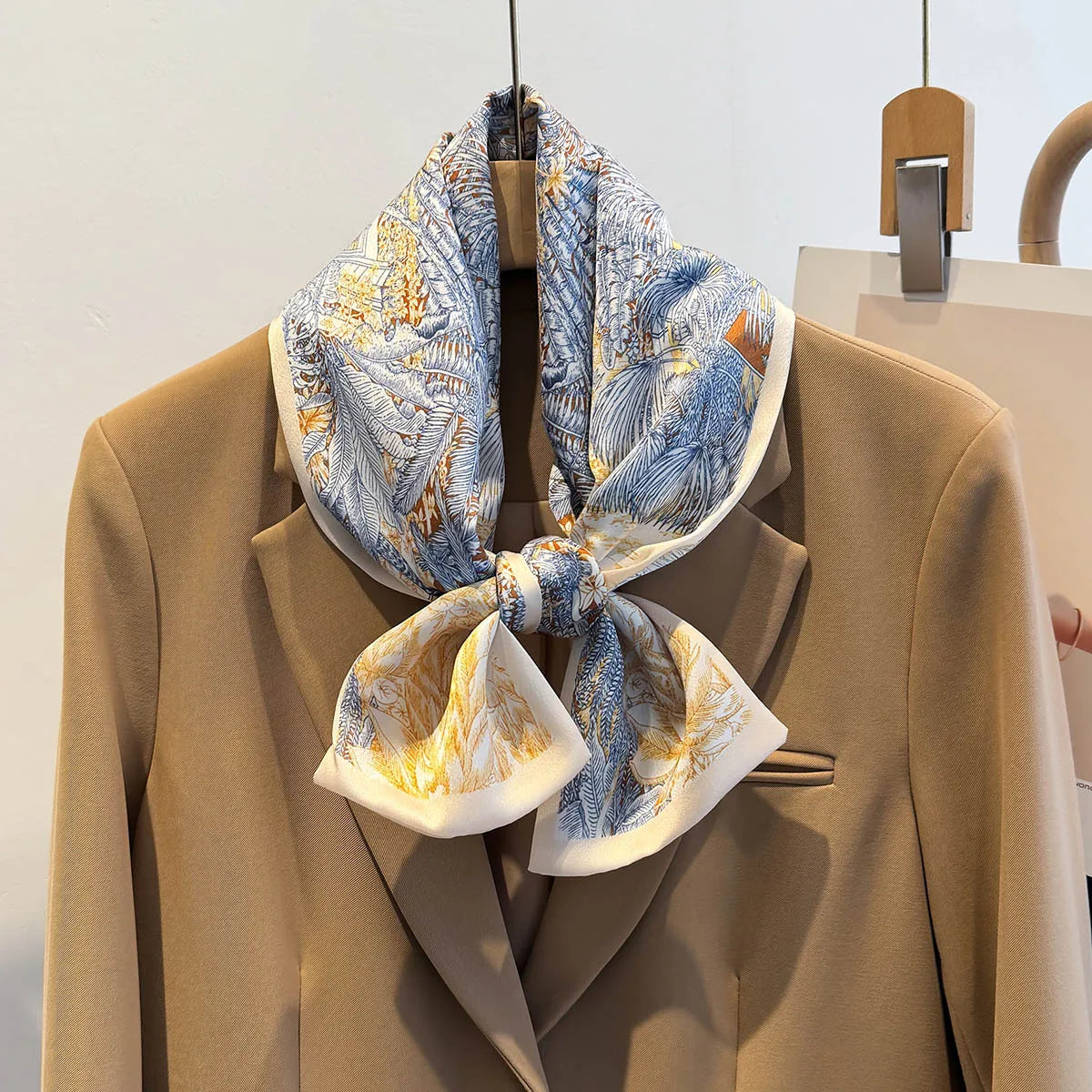 Floral Silk Scarf - Long Ribbon Neck Tie  Headband for Women - ZOOMNSTORE