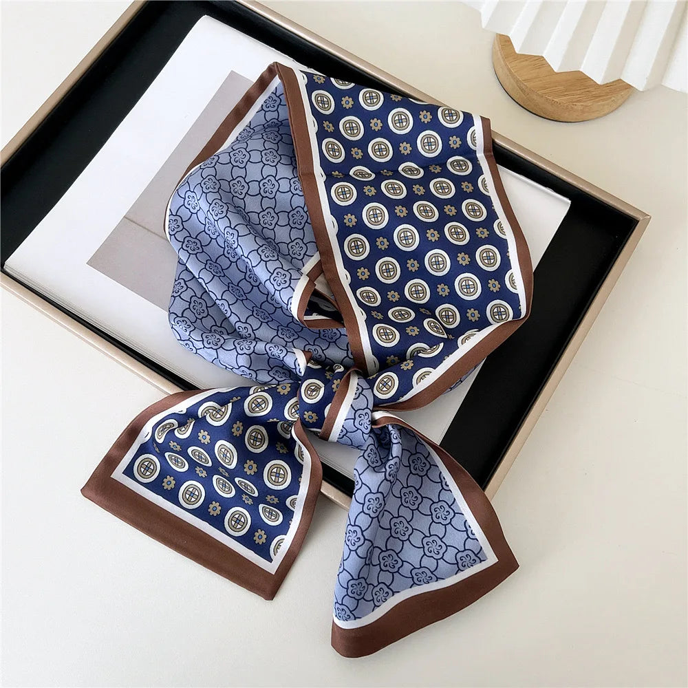 Floral Silk Scarf - Long Ribbon Neck Tie  Headband for Women - ZOOMNSTORE