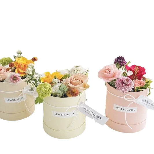 Custom Flower Bouquet Boxes with Cup Holder - Round Empty Packing Boxes for Floral Arrangements - ZOOMNSTORE
