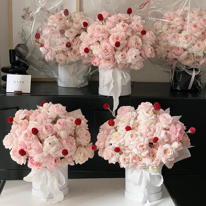 Custom Flower Bouquet Boxes with Cup Holder - Round Empty Packing Boxes for Floral Arrangements - ZOOMNSTORE