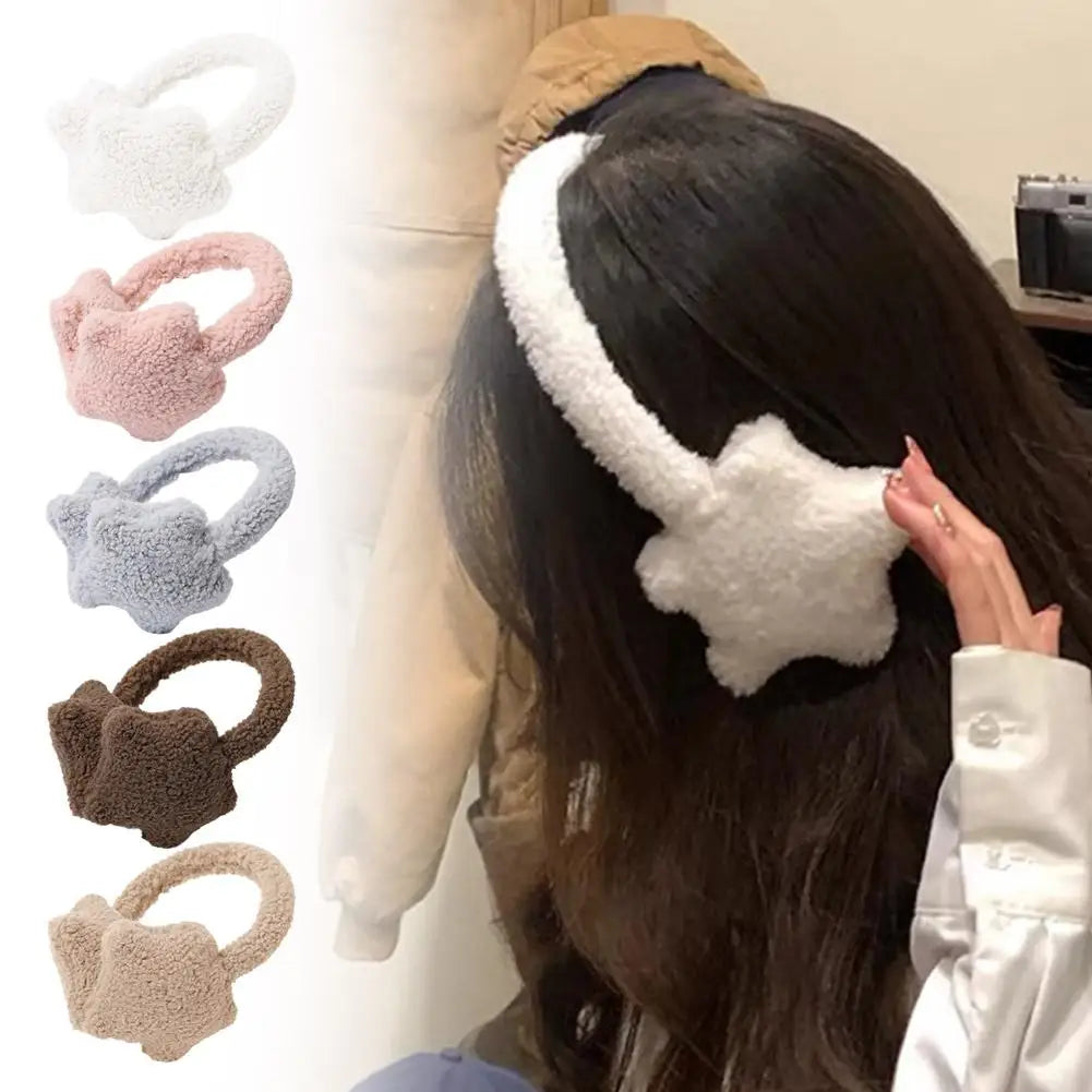 Fluffy Earmuffs - Star Design Plush Ear Warmers | Cozy Winter Accessories For Women - ZOOMNSTORE