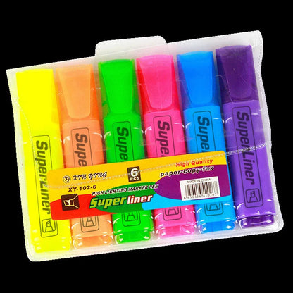 4/6Pc Highlighter Fluorescent Pen Broad Tip Writing Marker Pens for Art Drawing Doodling Marking Office Stationery School Supply - ZOOMNSTORE