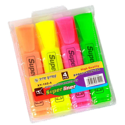 4/6Pc Highlighter Fluorescent Pen Broad Tip Writing Marker Pens for Art Drawing Doodling Marking Office Stationery School Supply - ZOOMNSTORE