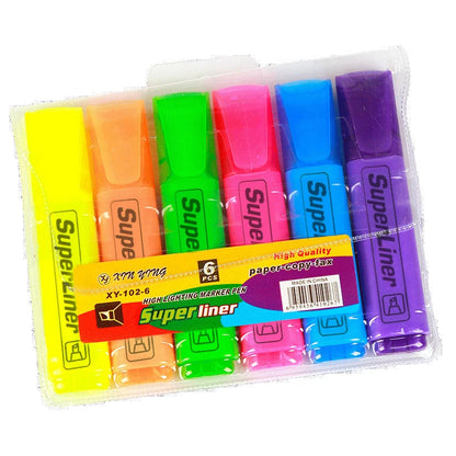 4/6Pc Highlighter Fluorescent Pen Broad Tip Writing Marker Pens for Art Drawing Doodling Marking Office Stationery School Supply - ZOOMNSTORE