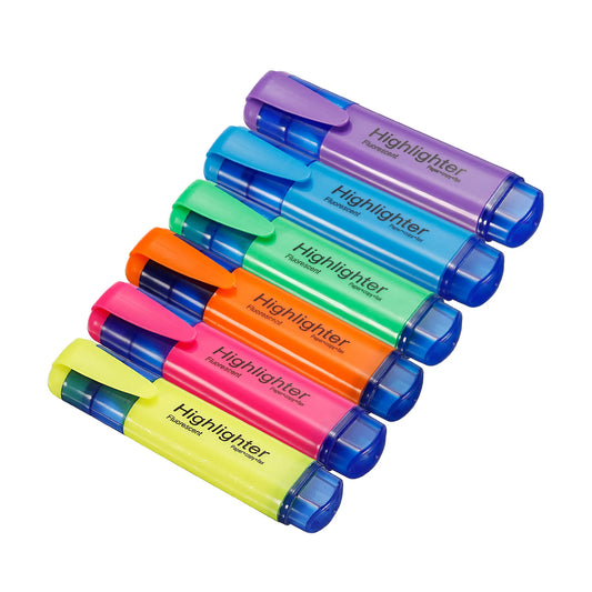 4/6Pc Highlighter Fluorescent Pen Broad Tip Writing Marker Pens for Art Drawing Doodling Marking Office Stationery School Supply - ZOOMNSTORE