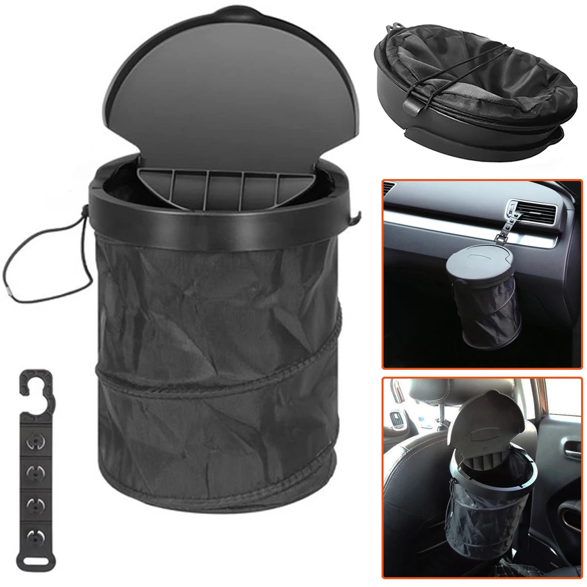 Foldable Car Trash Can – Leak-Proof Waterproof Car Garbage Bin with Lid - ZOOMNSTORE