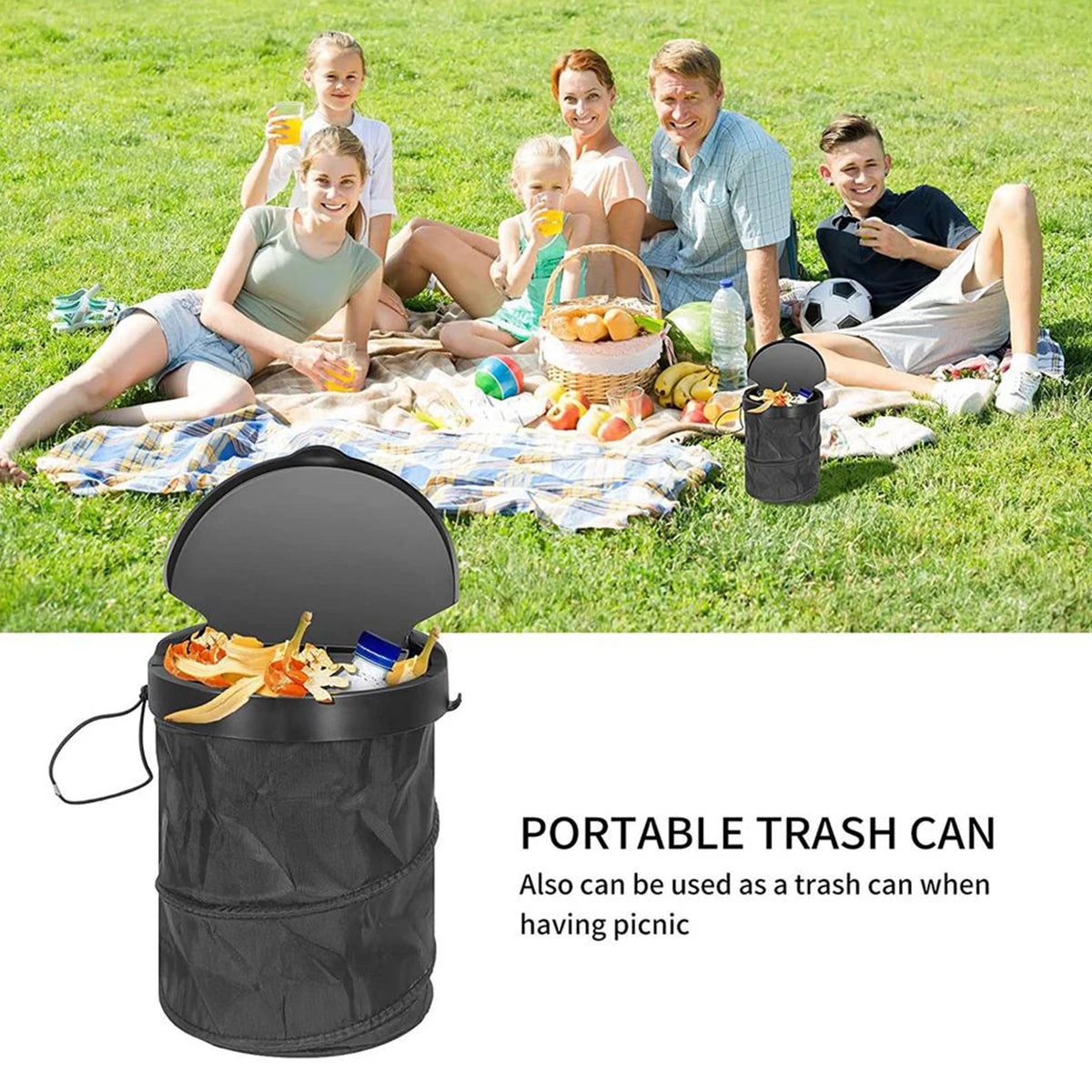 Foldable Car Trash Can – Leak-Proof Waterproof Car Garbage Bin with Lid - ZOOMNSTORE