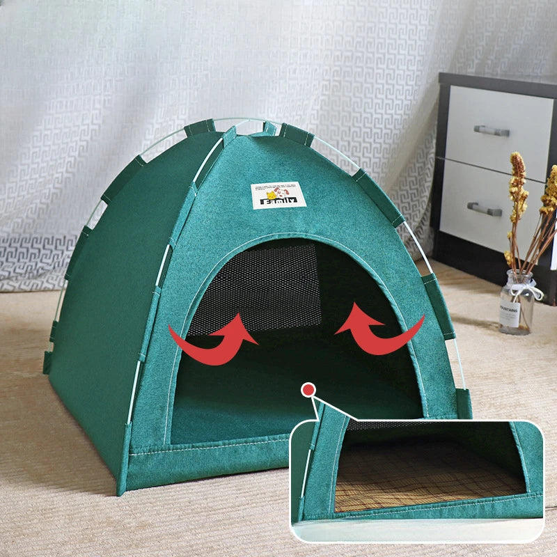 Foldable Cat House Pet Tent Four Seasons Universal Cat and Dog Pet Nest Summer Cool Mat Outdoor Portable Foldable Breathable - ZOOMNSTORE