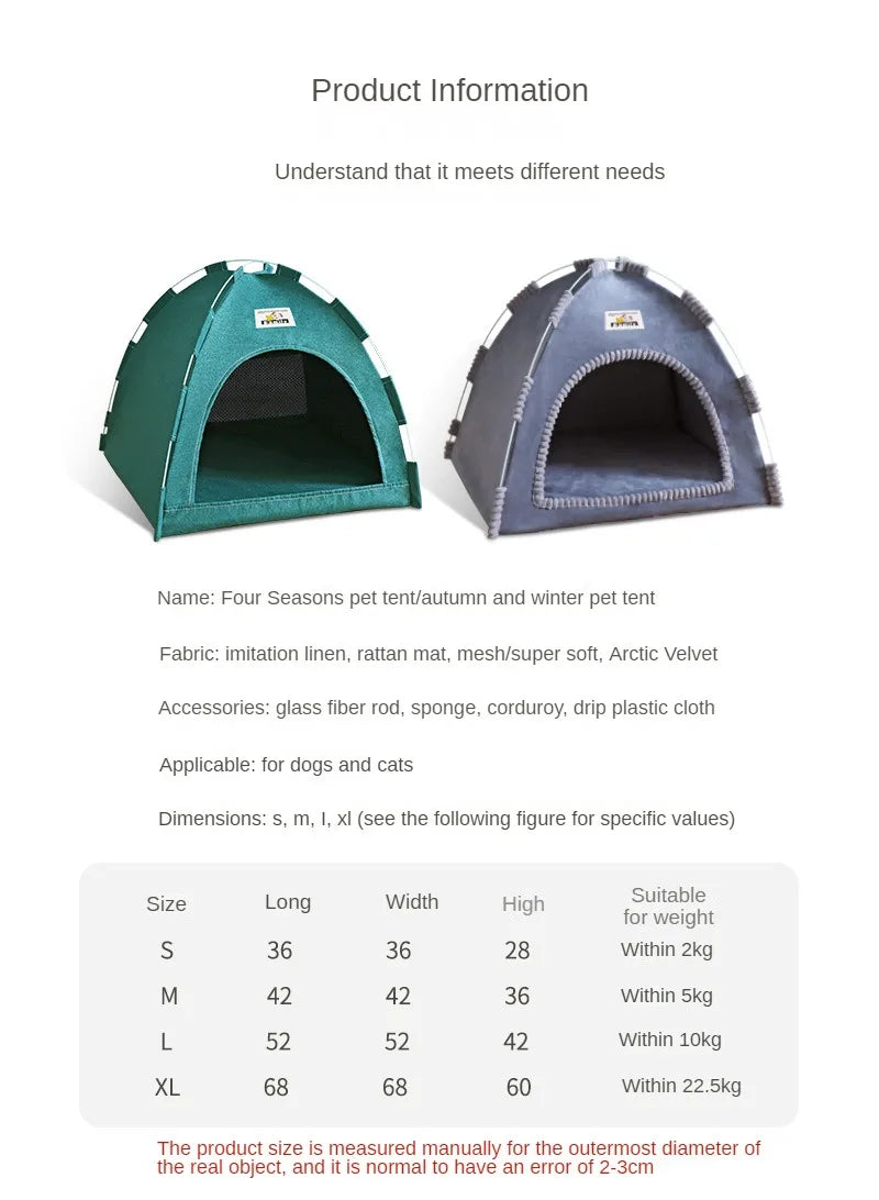 Foldable Cat House Pet Tent Four Seasons Universal Cat and Dog Pet Nest Summer Cool Mat Outdoor Portable Foldable Breathable - ZOOMNSTORE