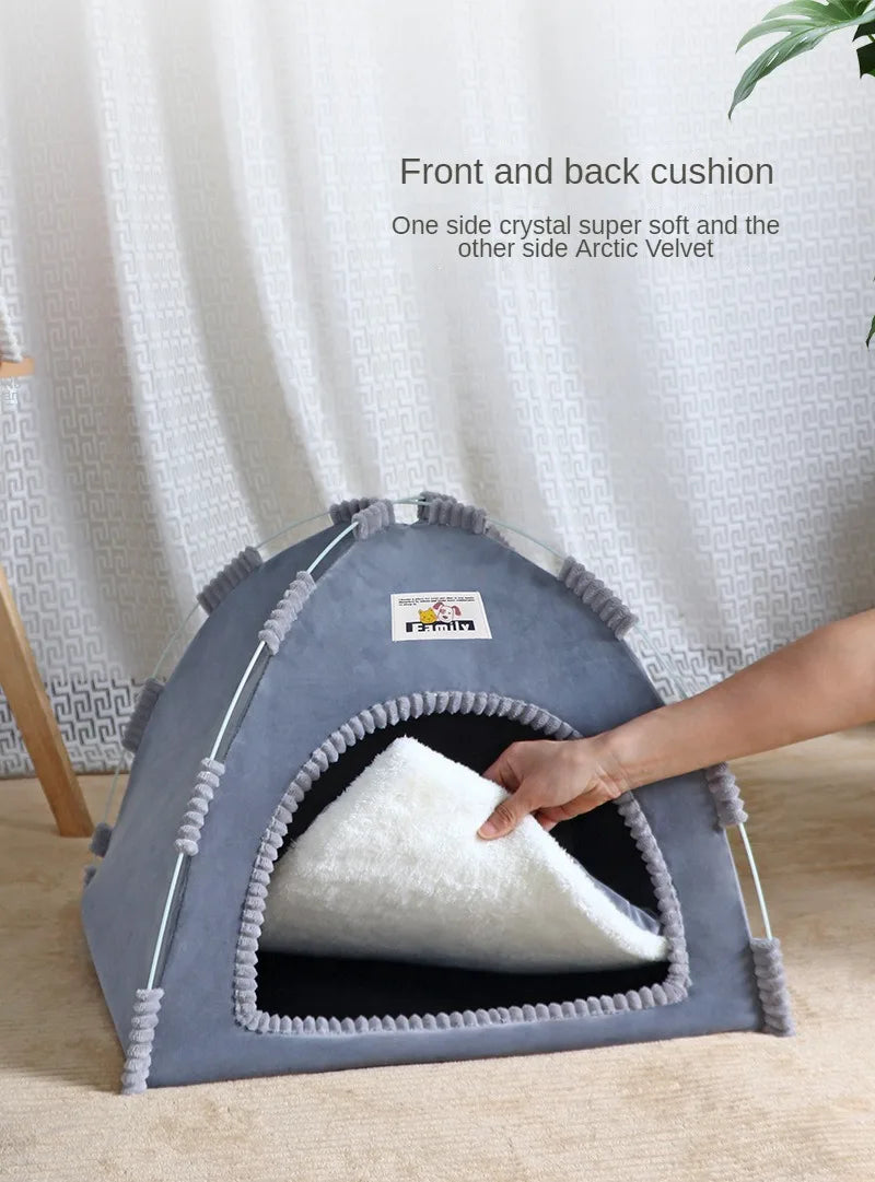 Foldable Cat House Pet Tent Four Seasons Universal Cat and Dog Pet Nest Summer Cool Mat Outdoor Portable Foldable Breathable - ZOOMNSTORE