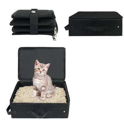 Portable Foldable Cat Litter Box - Waterproof Travel Pet Toilet Tray - ZOOMNSTORE