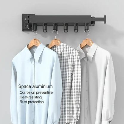 Foldable Clothes Drying Rack – Wall Mounted Aluminum Hanger for Balcony & Bedroom - ZOOMNSTORE
