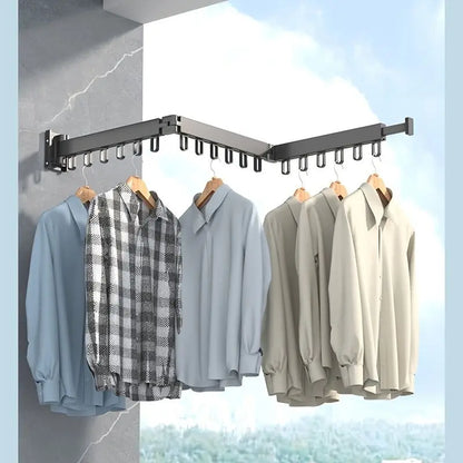 Foldable Clothes Drying Rack – Wall Mounted Aluminum Hanger for Balcony & Bedroom - ZOOMNSTORE
