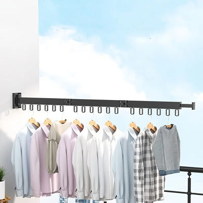 Foldable Clothes Drying Rack – Wall Mounted Aluminum Hanger for Balcony & Bedroom - ZOOMNSTORE