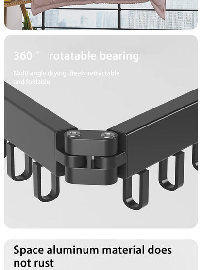 Foldable Clothes Drying Rack – Wall Mounted Aluminum Hanger for Balcony & Bedroom - ZOOMNSTORE