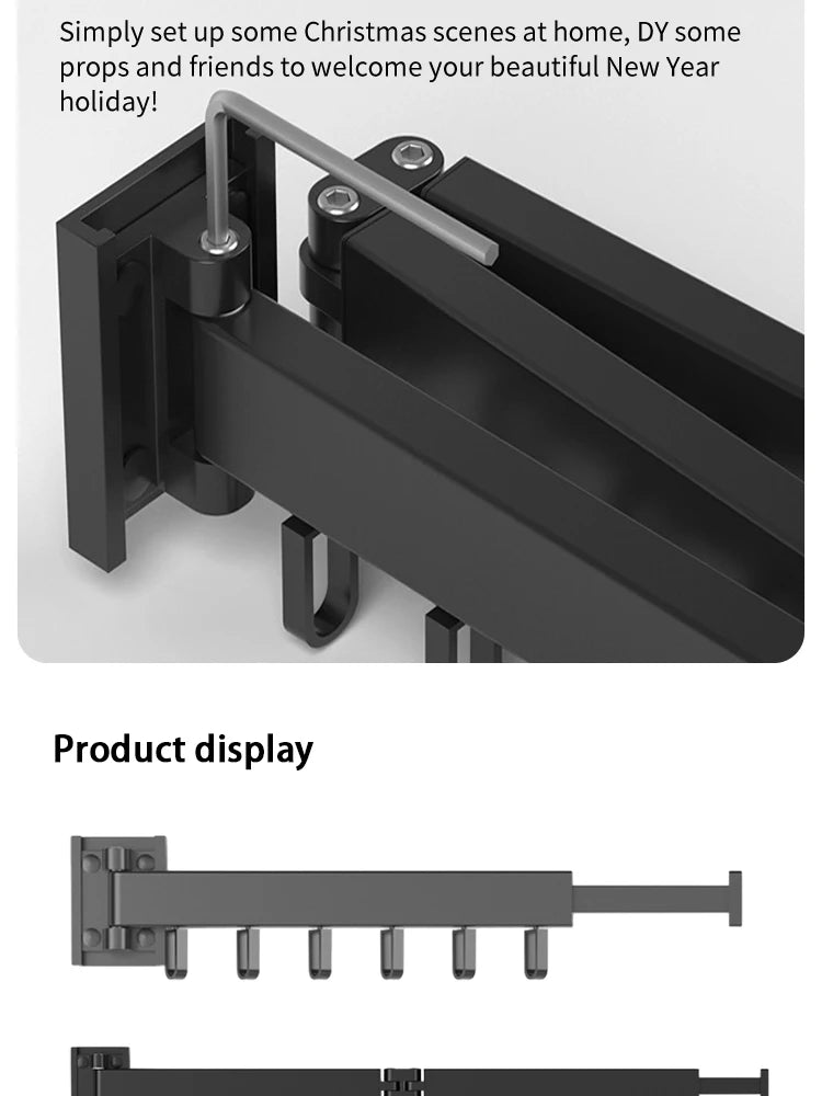 Foldable Clothes Drying Rack – Wall Mounted Aluminum Hanger for Balcony & Bedroom - ZOOMNSTORE