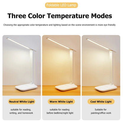 Foldable Desk Lamp - USB Rechargeable Eye Care Reading Light With Adjustable Brightness - ZOOMNSTORE
