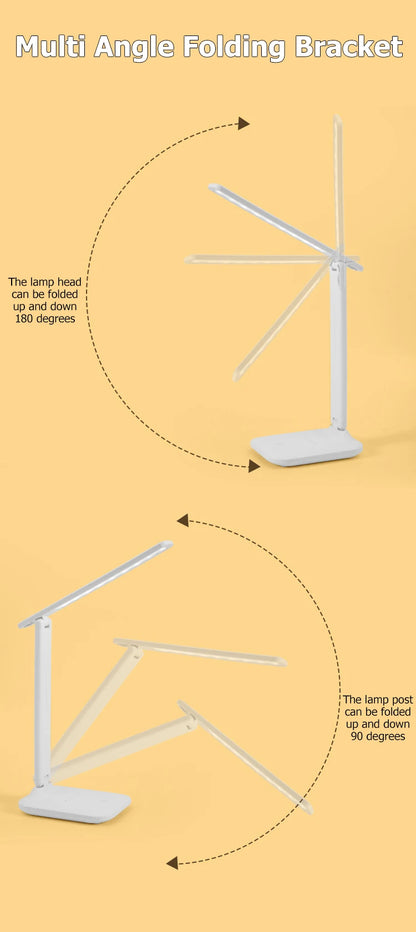 Foldable Desk Lamp - USB Rechargeable Eye Care Reading Light With Adjustable Brightness - ZOOMNSTORE