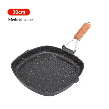 Foldable Frying Pan - Portable Grill Pan with Anti-Scald Wooden Handle for Outdoor Picnic - ZOOMNSTORE