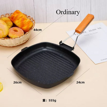 Foldable Frying Pan - Portable Grill Pan with Anti-Scald Wooden Handle for Outdoor Picnic - ZOOMNSTORE