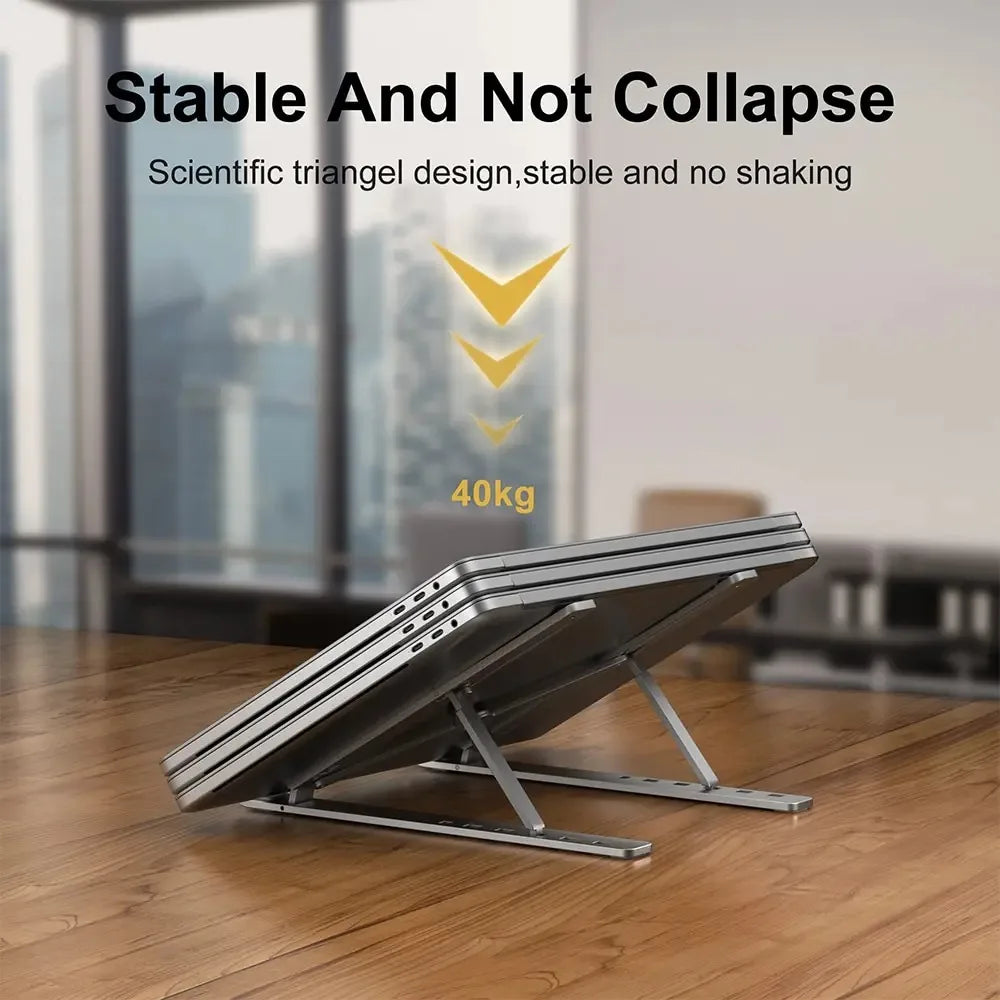 Adjustable Foldable Laptop Stand - Portable Aluminum Notebook Holder for MacBook and PC - ZOOMNSTORE