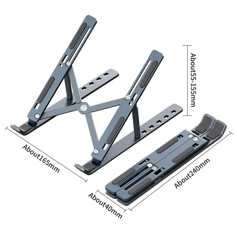 Adjustable Foldable Laptop Stand - Portable Aluminum Notebook Holder for MacBook and PC - ZOOMNSTORE