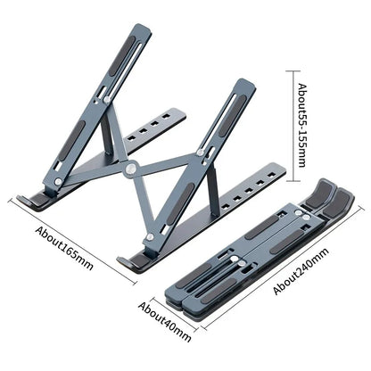 Adjustable Foldable Laptop Stand - Portable Aluminum Notebook Holder for MacBook and PC - ZOOMNSTORE