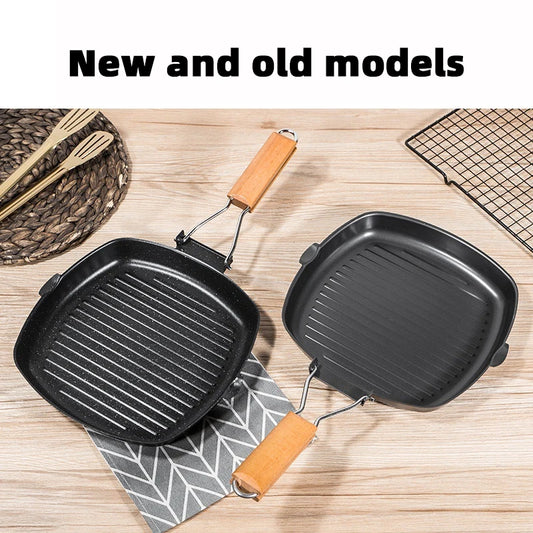 Foldable Portable Grill Pan - Outdoor Frying Pan with Wooden Handle - ZOOMNSTORE