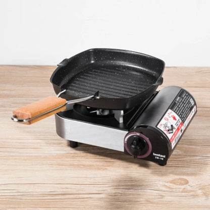 Foldable Portable Grill Pan - Outdoor Frying Pan with Wooden Handle - ZOOMNSTORE