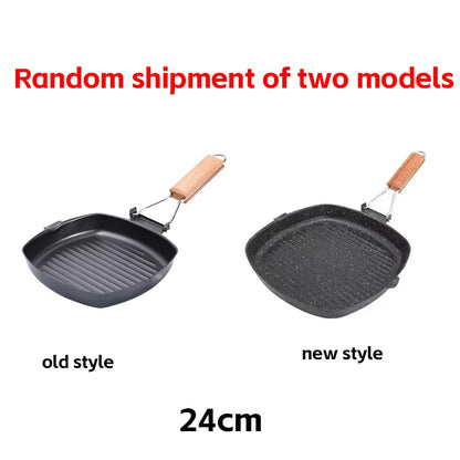 Foldable Portable Grill Pan - Outdoor Frying Pan with Wooden Handle - ZOOMNSTORE