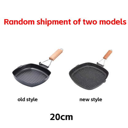 Foldable Portable Grill Pan - Outdoor Frying Pan with Wooden Handle - ZOOMNSTORE