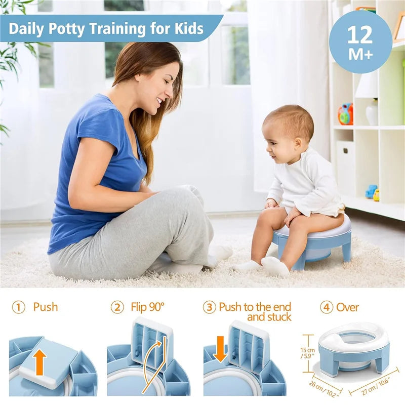Foldable Potty Seat - Portable Toddler Training Toilet With Splash Guard & Non Slip Design - ZOOMNSTORE
