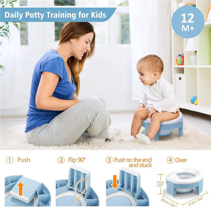 Foldable Potty Seat - Portable Toddler Training Toilet With Splash Guard & Non Slip Design - ZOOMNSTORE