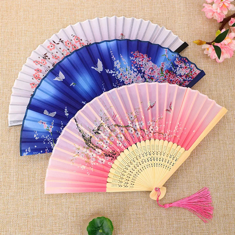 Foldable Silk Hand Fan - Bamboo Halloween Cosplay Prop  Party Decoration - ZOOMNSTORE