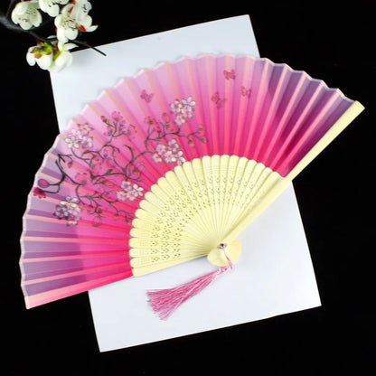 Foldable Silk Hand Fan - Bamboo Halloween Cosplay Prop  Party Decoration - ZOOMNSTORE