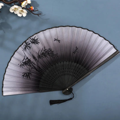 Foldable Silk Hand Fan - Bamboo Halloween Cosplay Prop  Party Decoration - ZOOMNSTORE
