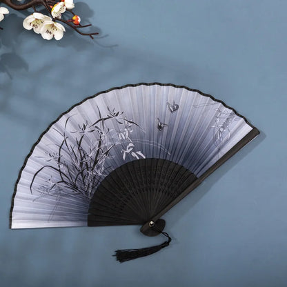 Foldable Silk Hand Fan - Bamboo Halloween Cosplay Prop  Party Decoration - ZOOMNSTORE