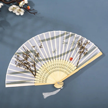 Foldable Silk Hand Fan - Bamboo Halloween Cosplay Prop  Party Decoration - ZOOMNSTORE